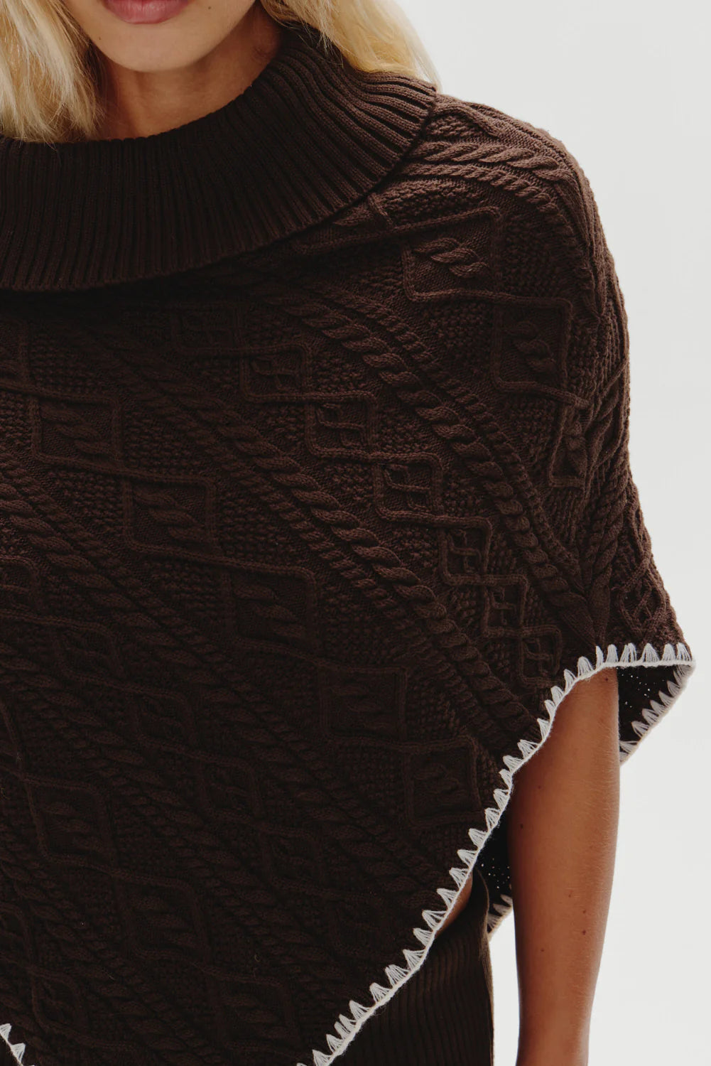 Windswept Cotton Knit Poncho