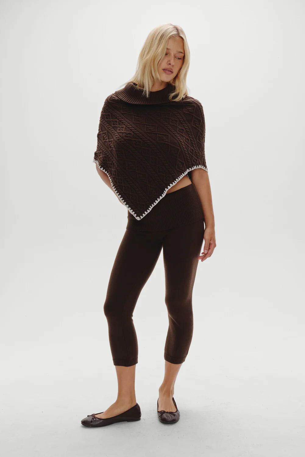 Windswept Cotton Knit Poncho