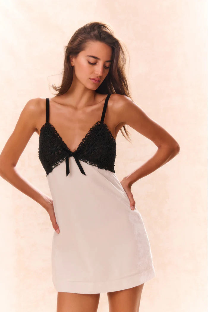 white velvet mini dress Ganette Velvet Mini Dress