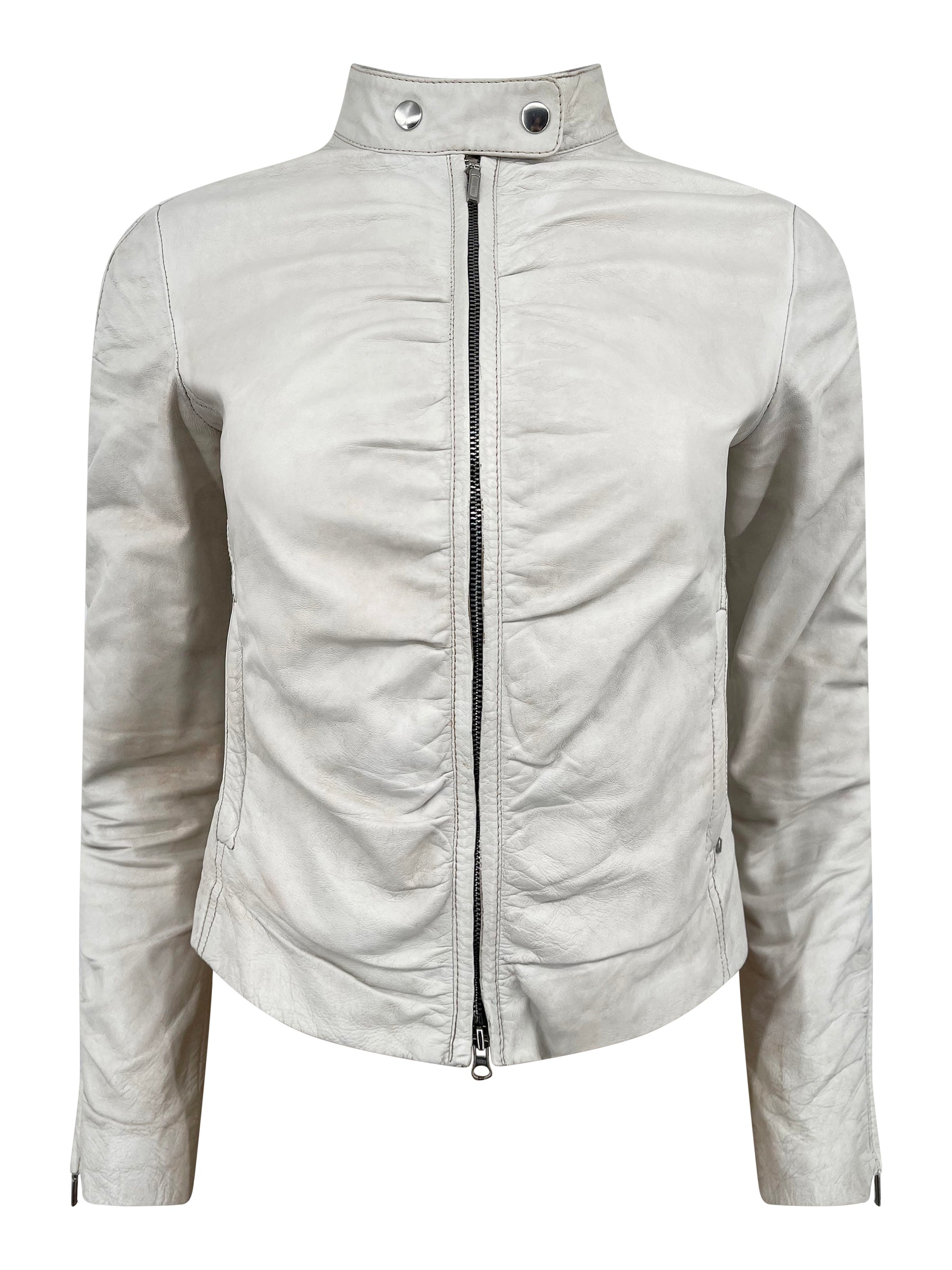 Vintage White Leather Jacket - ONFEMME By Lindsey's Kloset