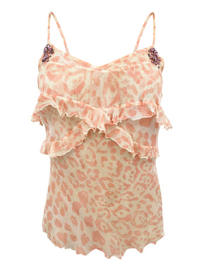 Blugirl x Blumarine Leopard Print Pink Silk Co-Ord Set