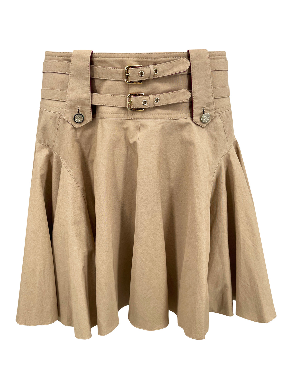 Vintage Dolce & Gabbana Beige Pleated Cotton Skirt - ONFEMME By Lindsey's Kloset