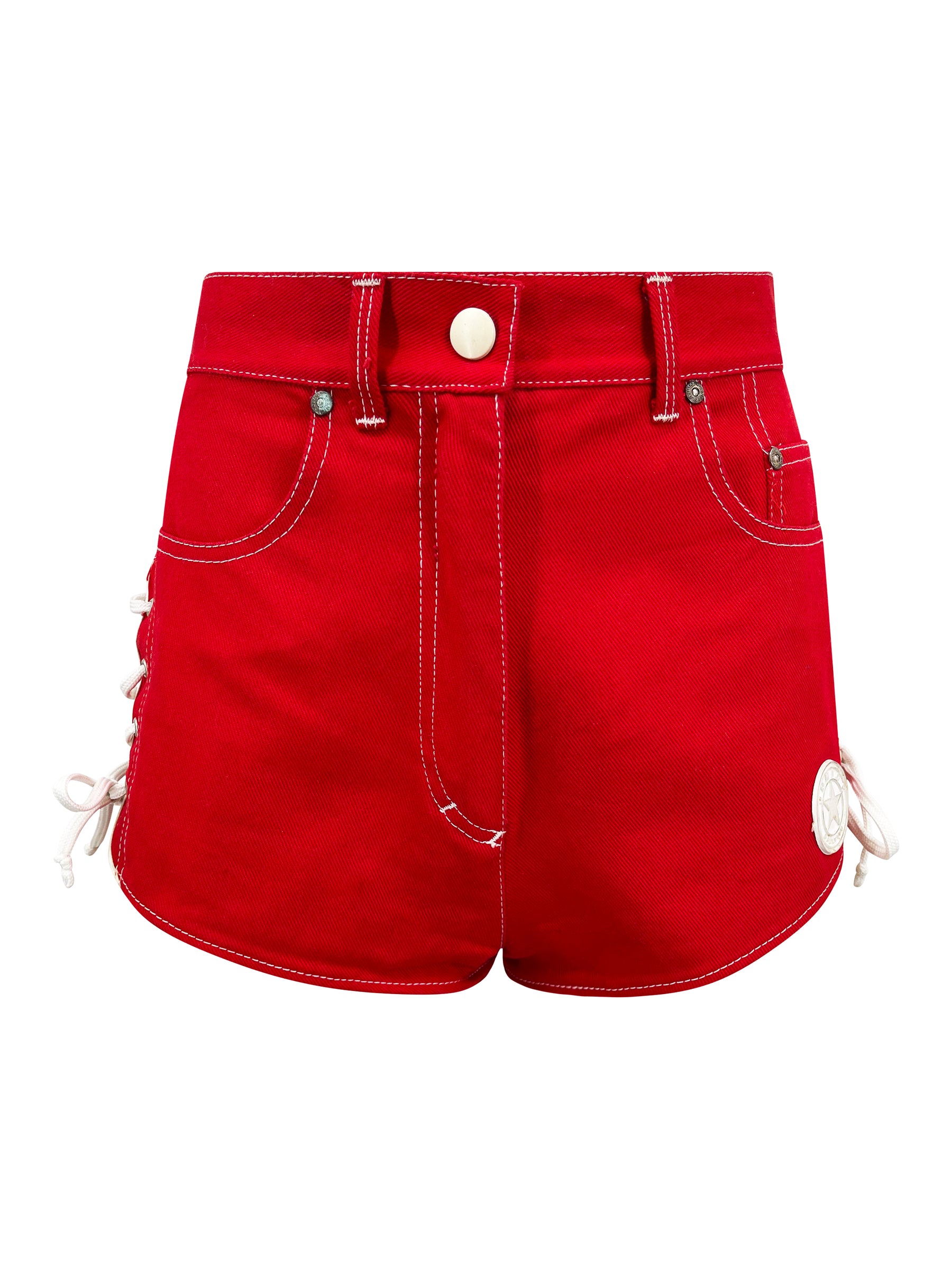 90s Jean Paul Gaultier Red Mini Short - ONFEMME By Lindsey's Kloset