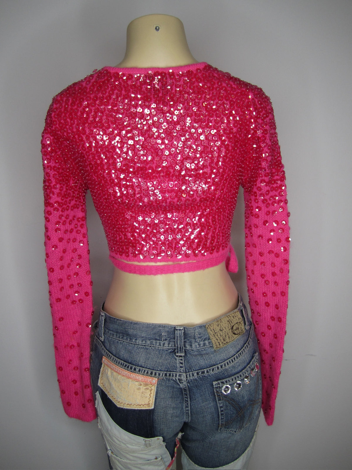 90s Versace Pink Sequins Wrap Cardigan - ONFEMME By Lindsey's Kloset