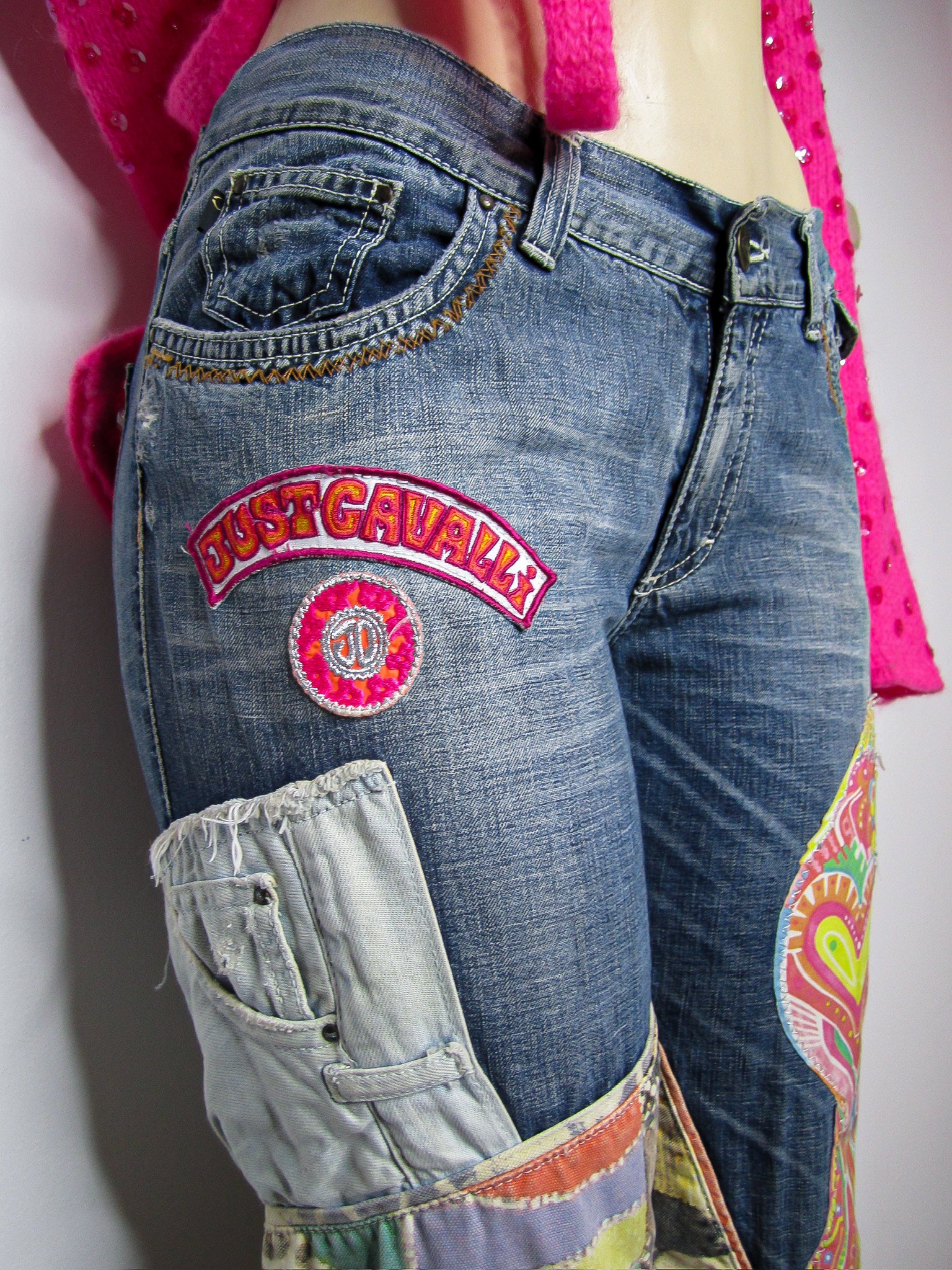 2000s Just Cavalli Patchwork Jeans - ONFEMME By Lindsey's Kloset