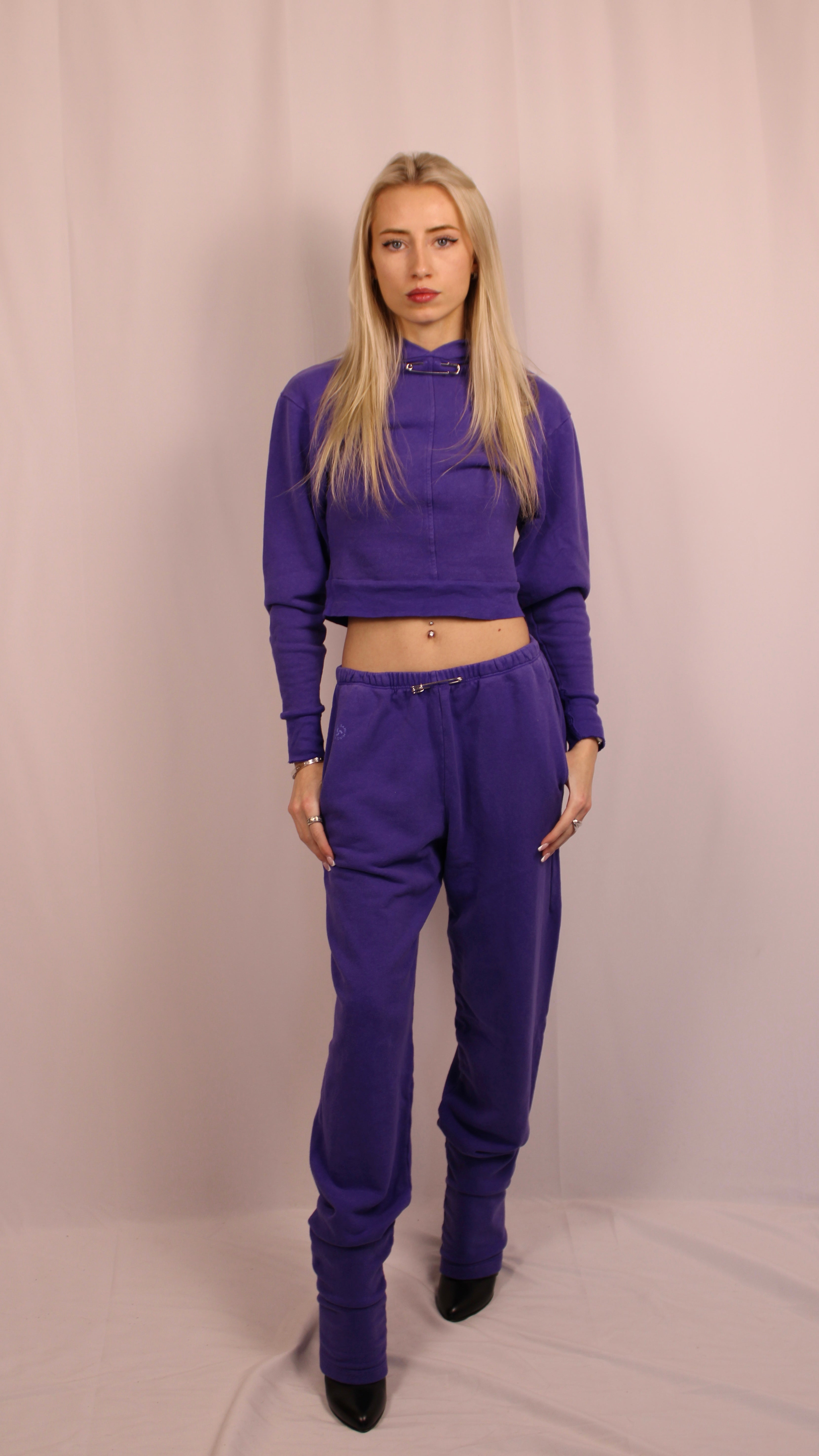 Mini Safety Pin Hoodie in Amethyst Terry - ONFEMME By Lindsey's Kloset