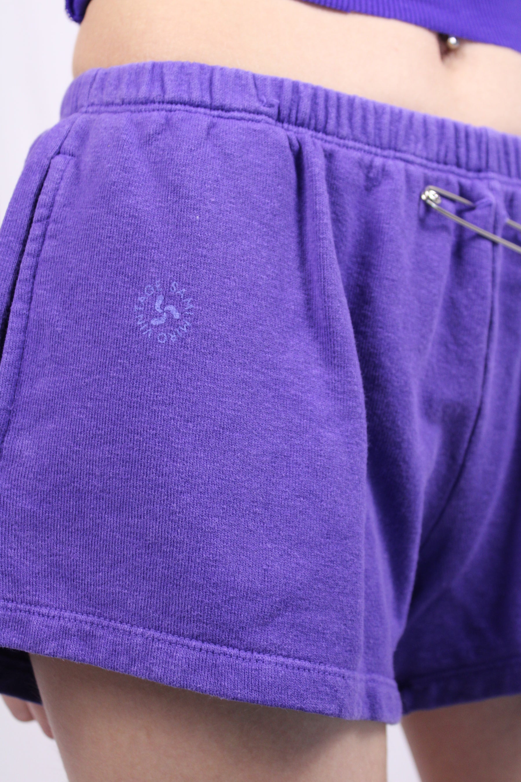 Mini Safety Pin Sweatshorts in Amethyst Terry