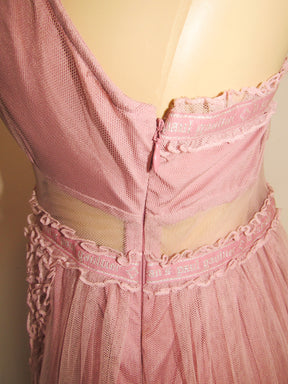 2000s Jean Paul Gaultier Dust Pink Mesh Dress - ONFEMME By Lindsey's Kloset