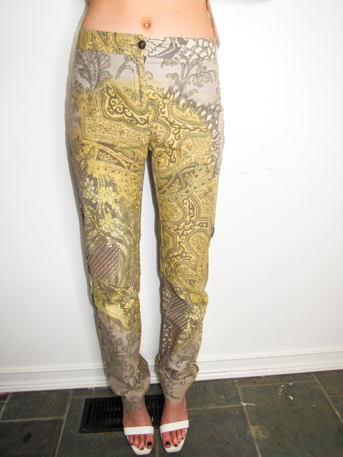 2000s Roberto Cavalli Class Velvet Print Jeans - ONFEMME By Lindsey's Kloset