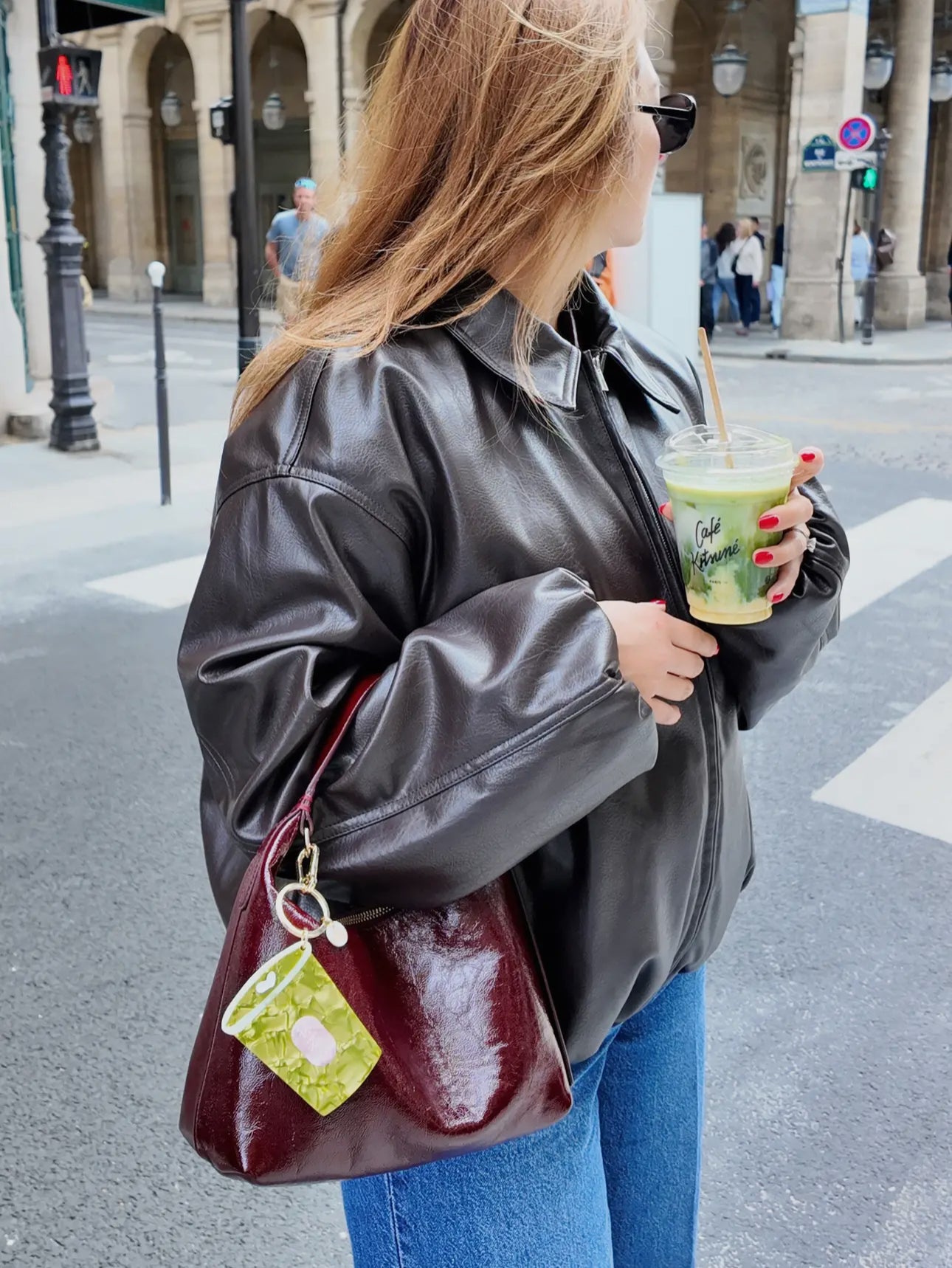 Hand-Painted Matcha Bag Charm + Keychain