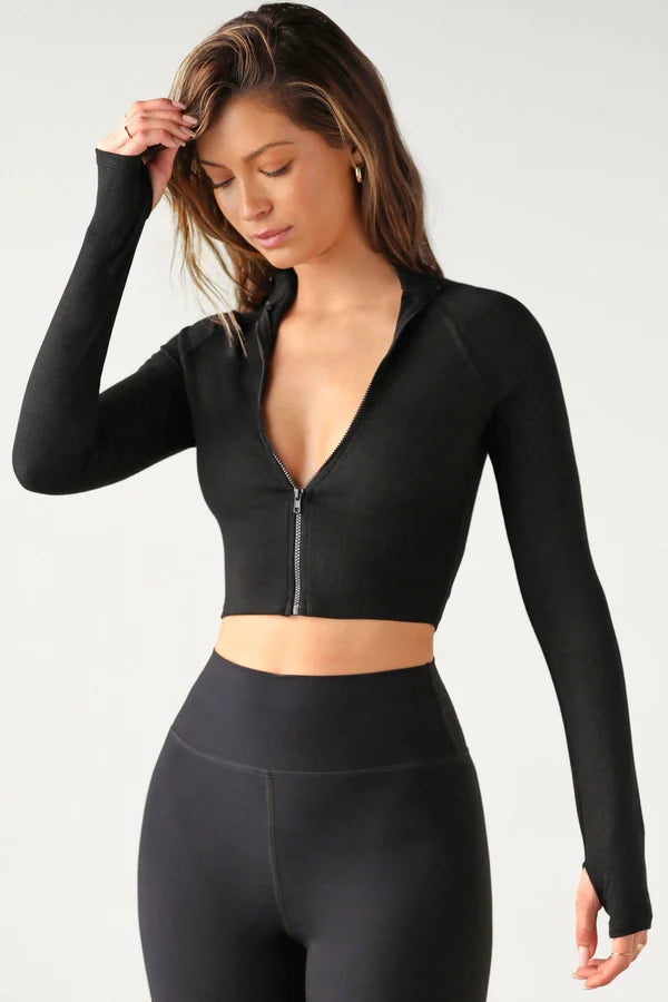 Crop Zip Long Sleeve - ONFEMME By Lindsey's Kloset