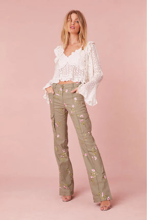 Atworth Cargo Embroidered Pant - ONFEMME By Lindsey's Kloset