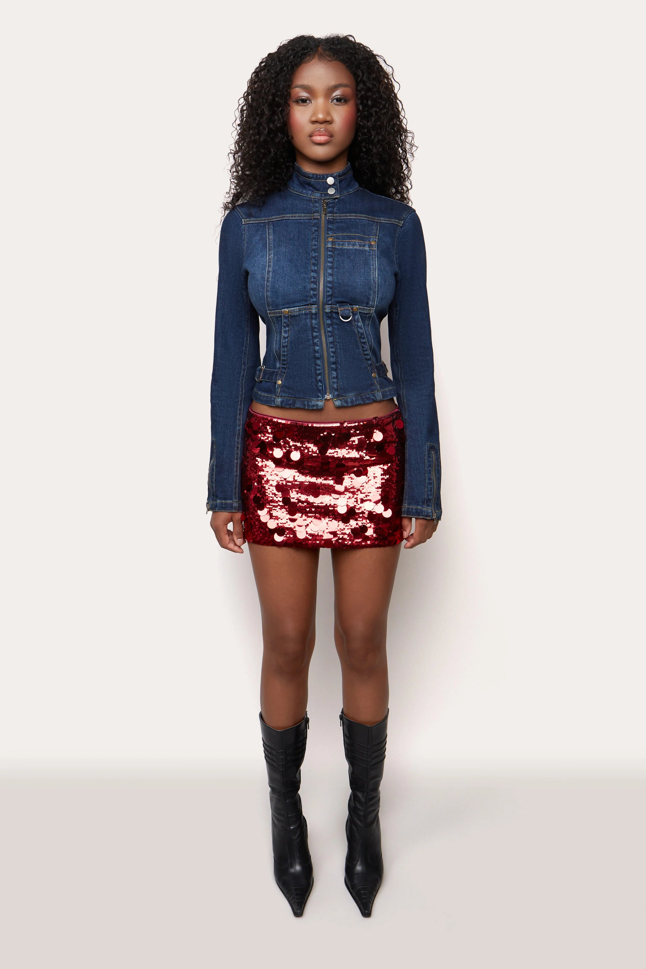 Low Rise Paillette Skirt - ONFEMME By Lindsey's Kloset