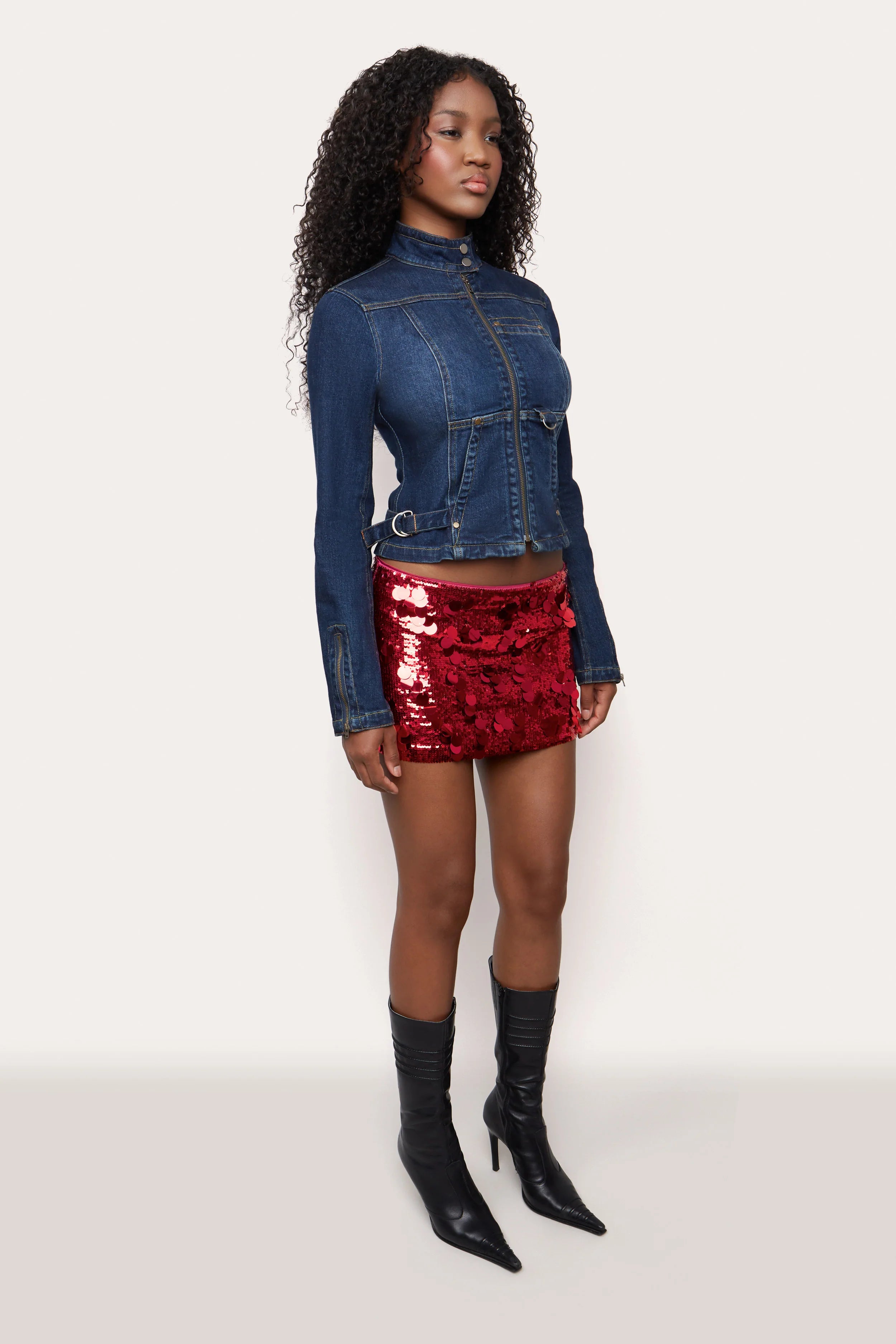 Low Rise Paillette Skirt - ONFEMME By Lindsey's Kloset