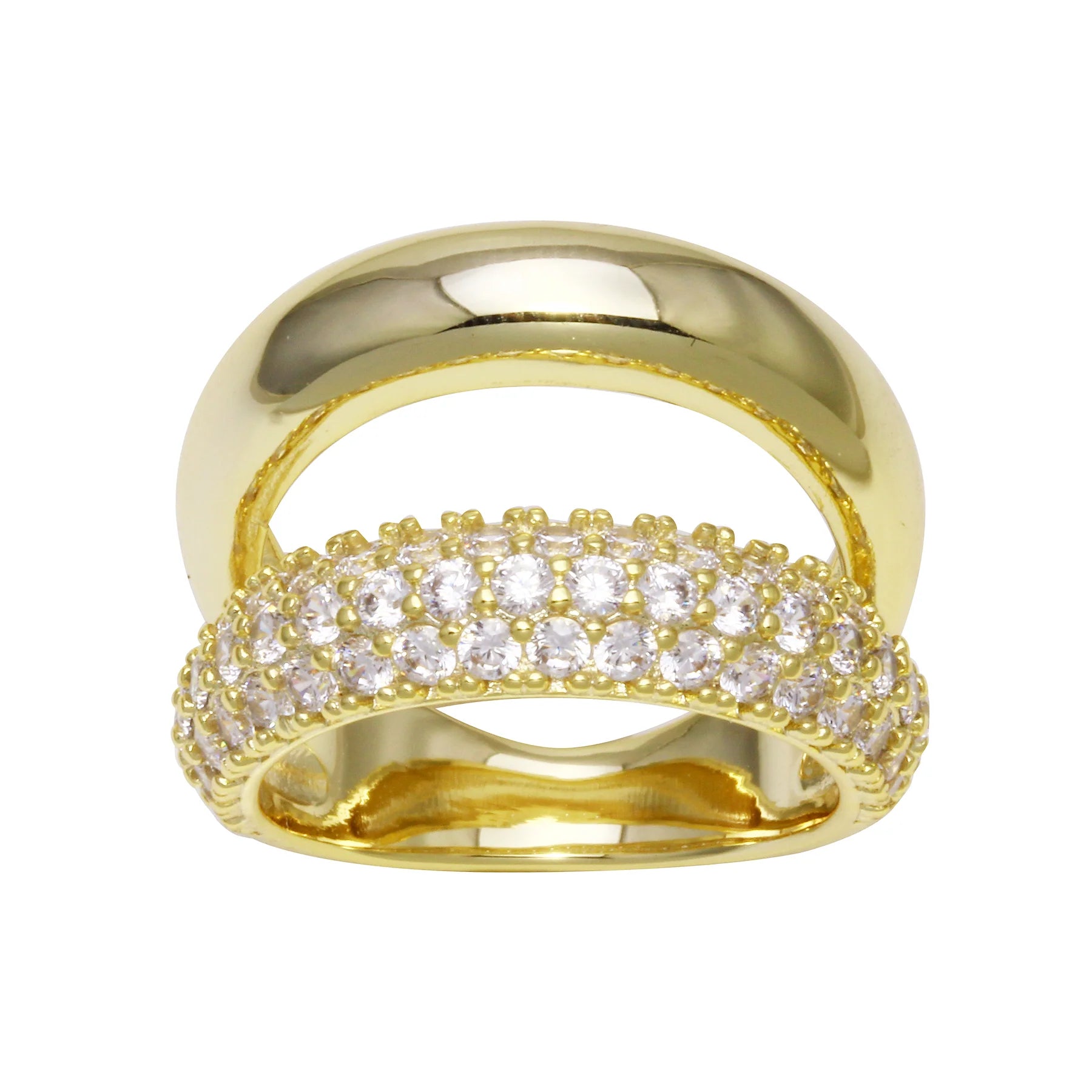 Double Solid and Pave Ring - ONFEMME By Lindsey's Kloset
