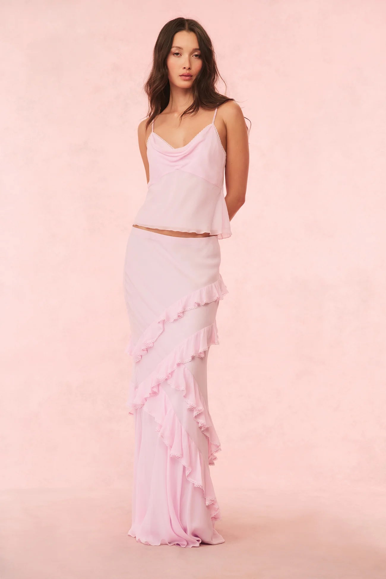 Mitnessa Chiffon Ruffle Maxi Skirt - ONFEMME By Lindsey's Kloset