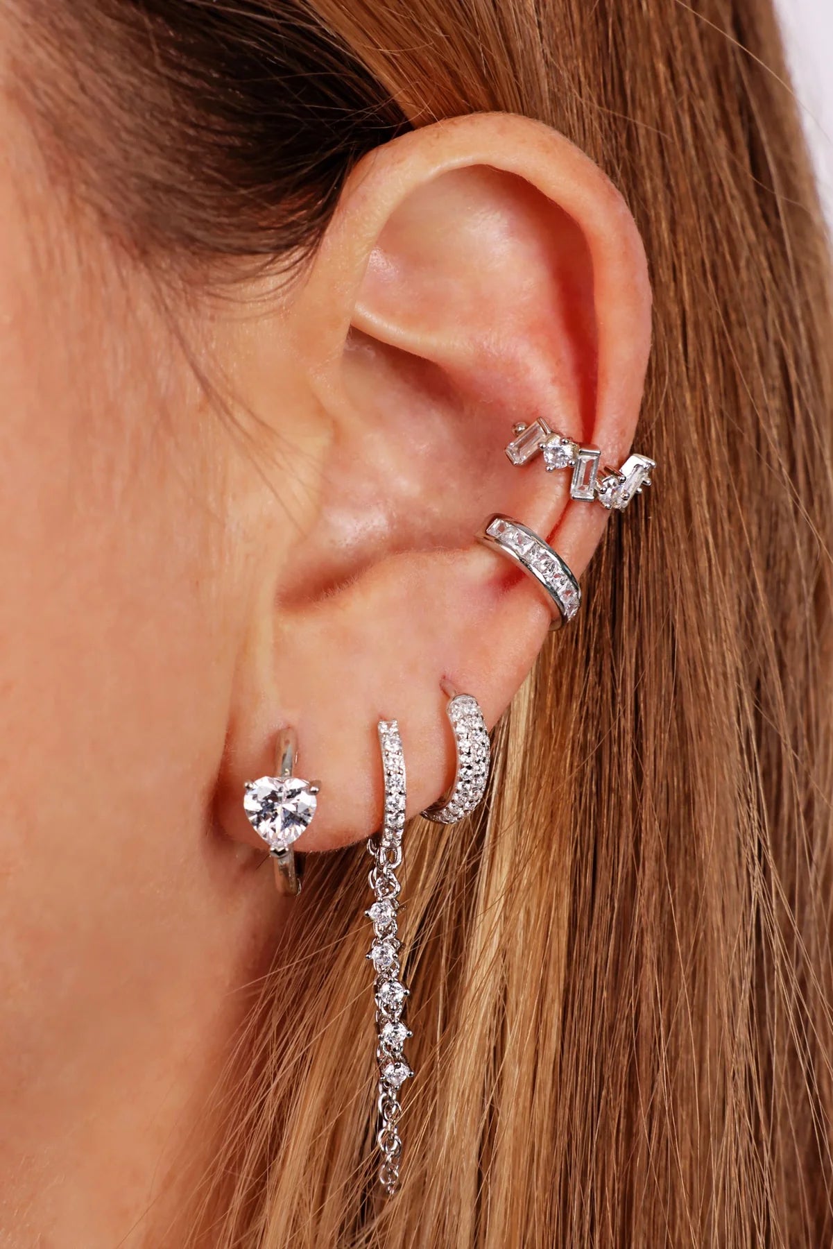 Hanging Chain Diamond Huggies - ONFEMME By Lindsey's Kloset