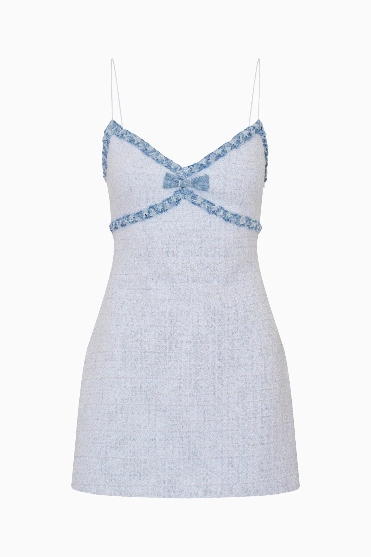 Novara Denim-Trimmed Tweed Mini Dress - ONFEMME By Lindsey's Kloset