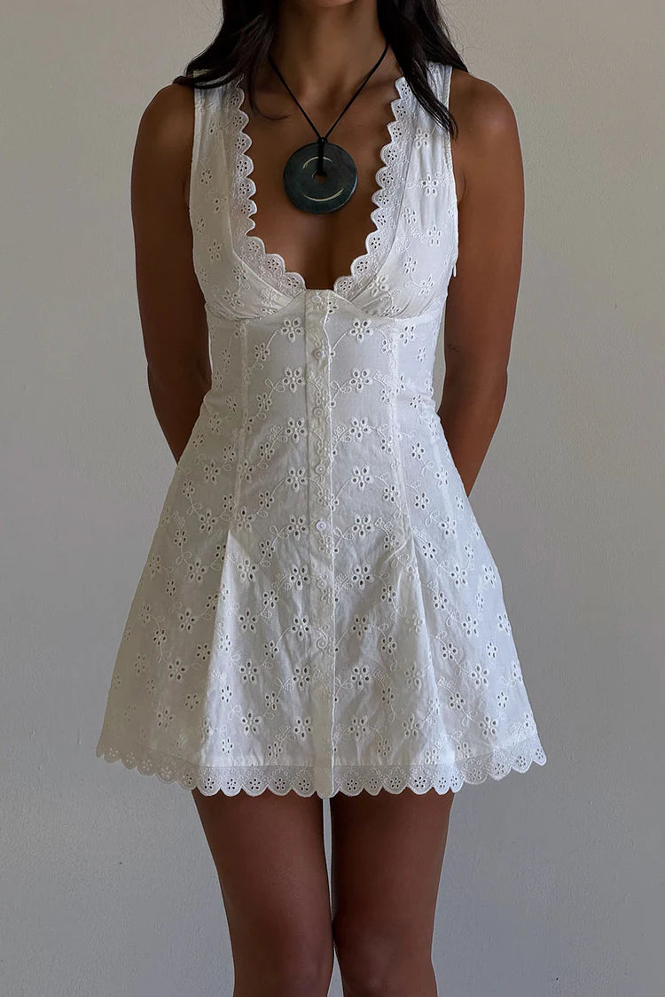 X BELLA HADID Farm Eyelet Mini Dress - ONFEMME By Lindsey's Kloset