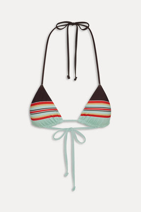 Nick Striped Triangle Bikini Top