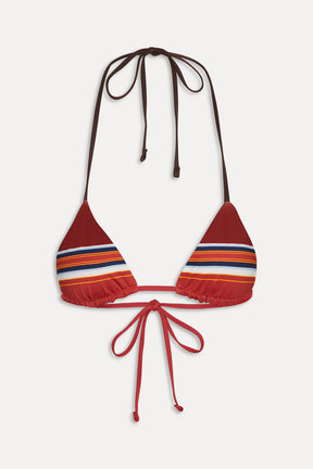 Nick Striped Triangle Bikini Top