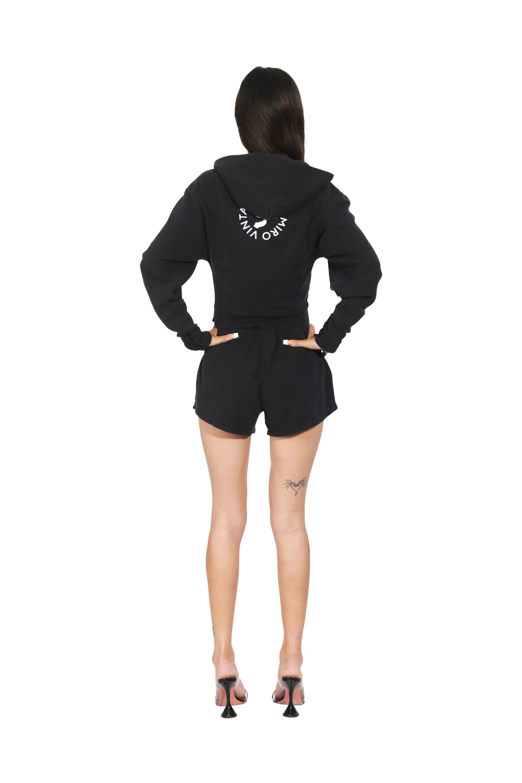 Mini Safety Pin Hoodie in Black Terry - ONFEMME By Lindsey's Kloset