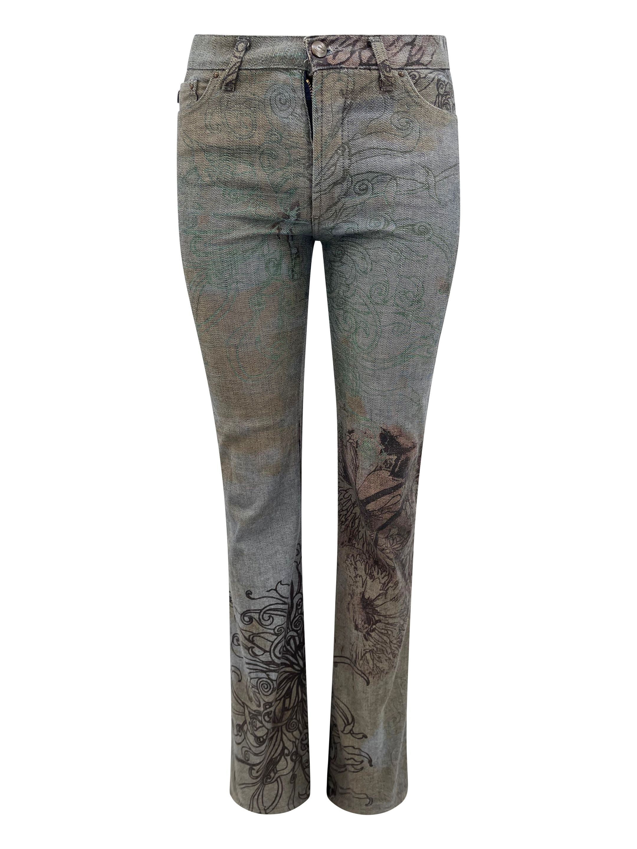 2000's Just Cavalli Floral Print Jeans - ONFEMME By Lindsey's Kloset