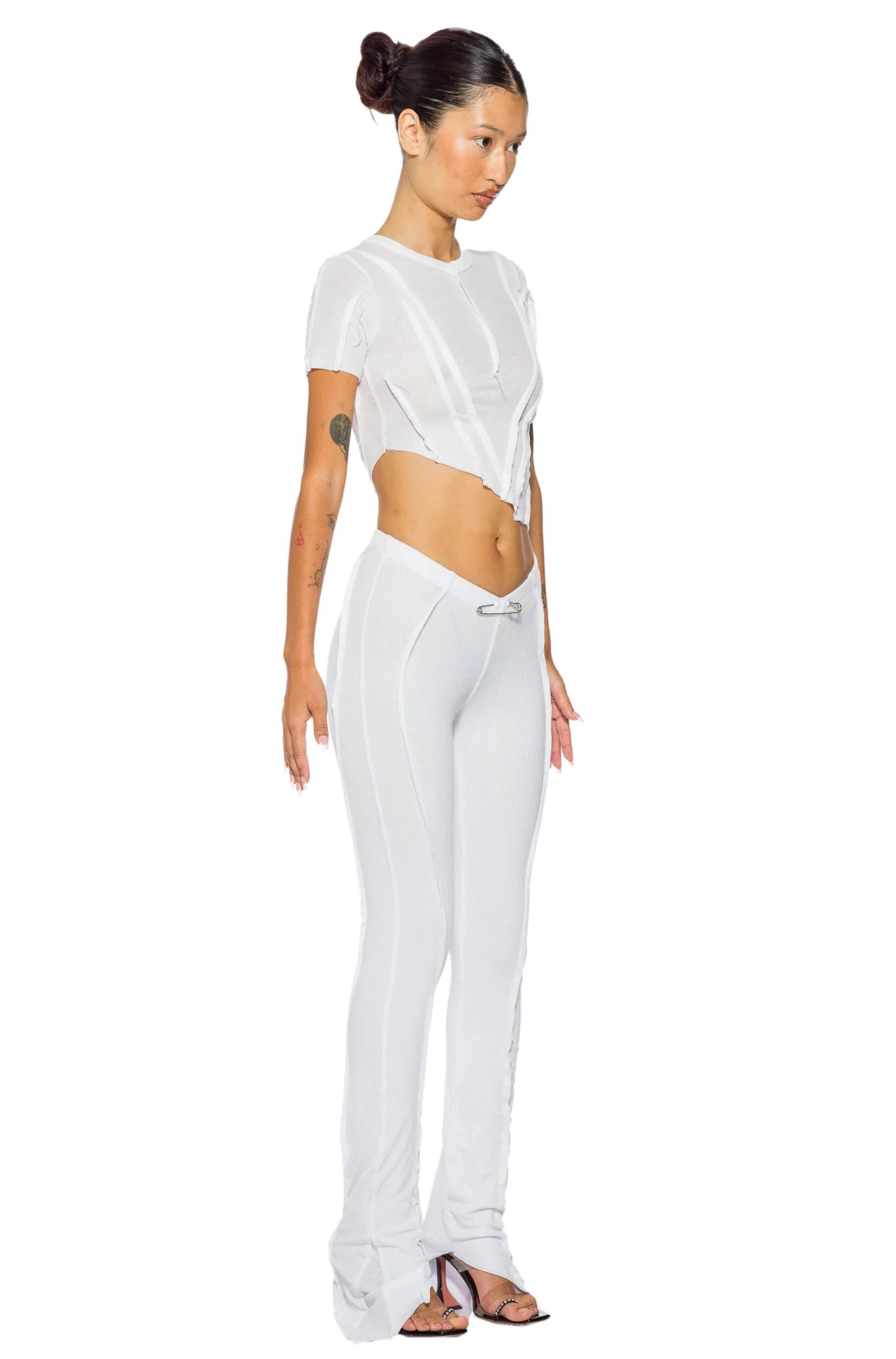 Asymmetric Tee in White Rib - ONFEMME By Lindsey's Kloset