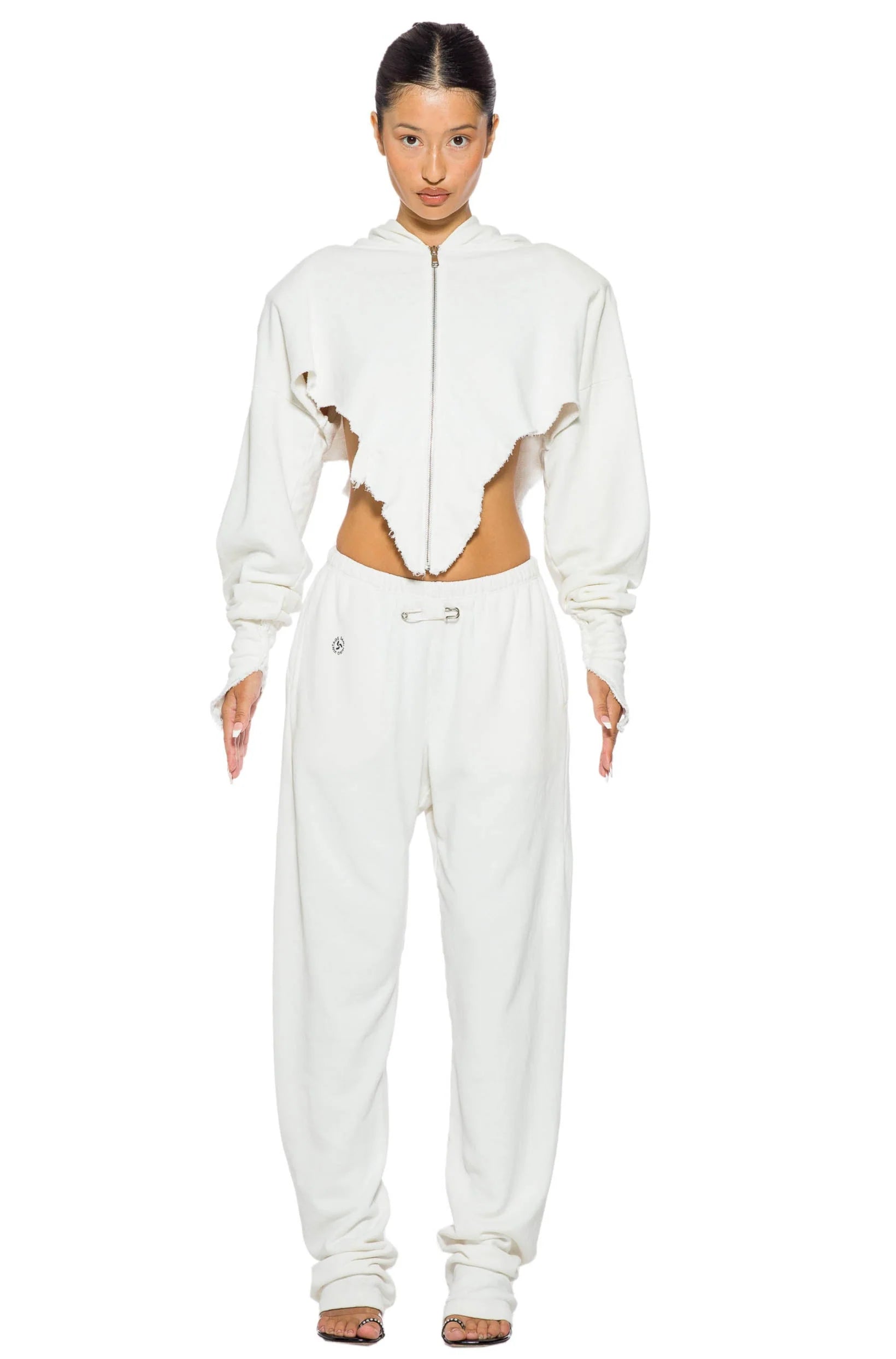Safety Pin Sweatpants in White Terry - ONFEMME By Lindsey's Kloset