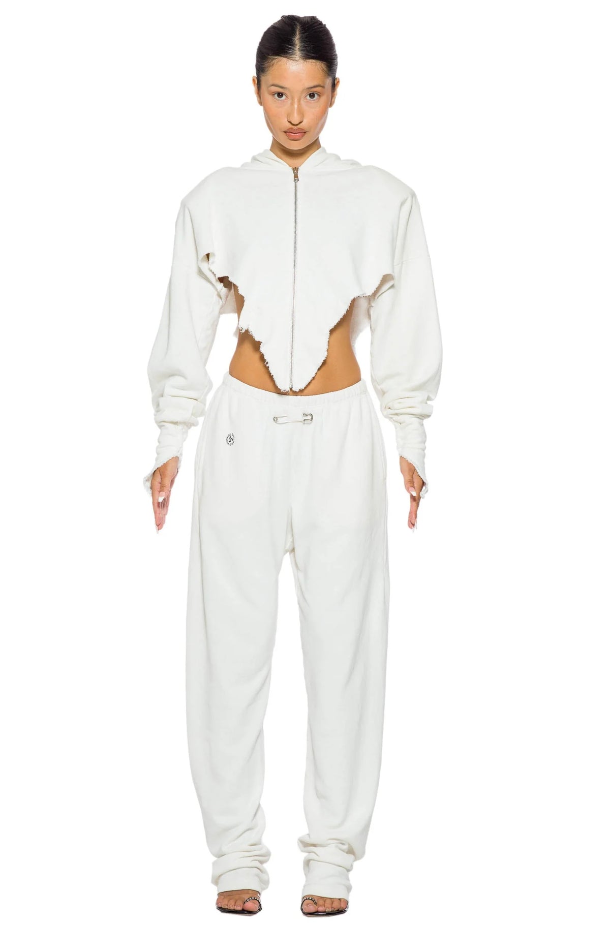 Safety Pin Sweatpants in White Terry