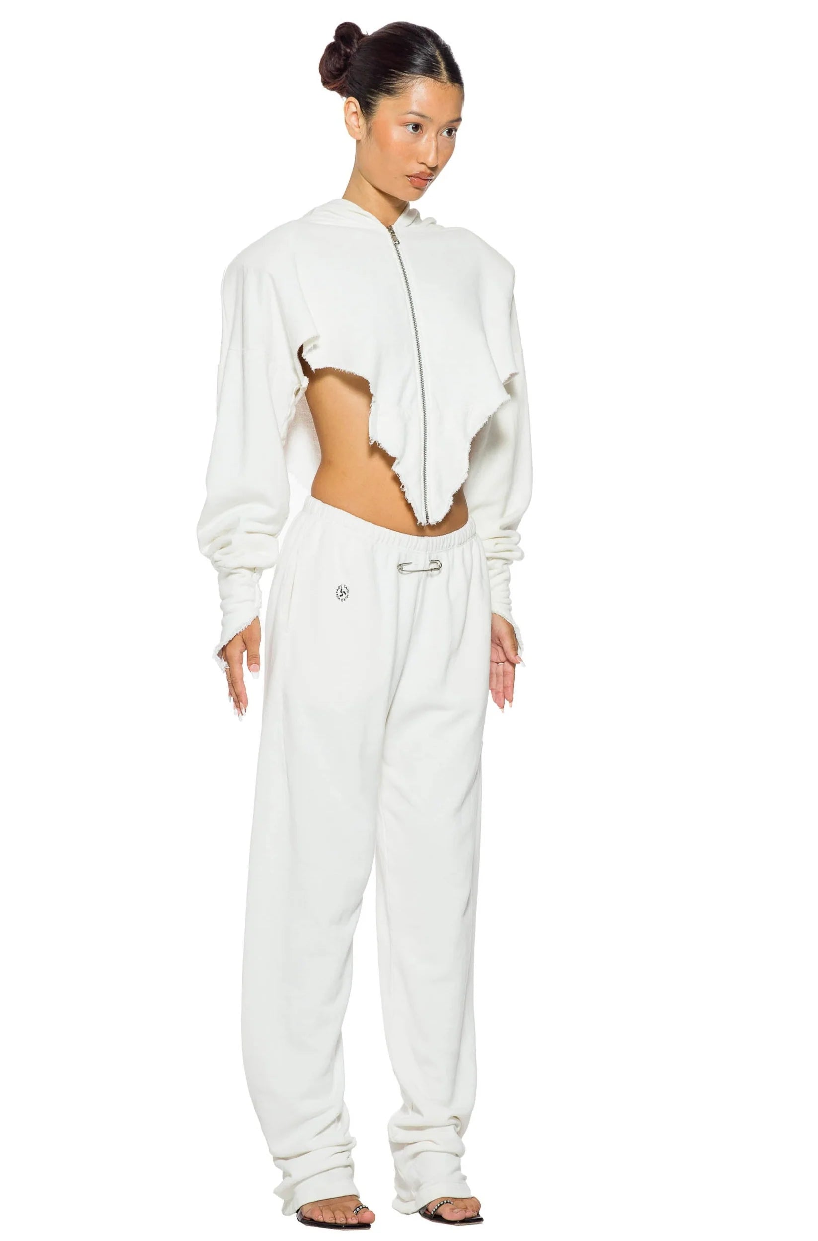Safety Pin Sweatpants in White Terry - ONFEMME By Lindsey's Kloset