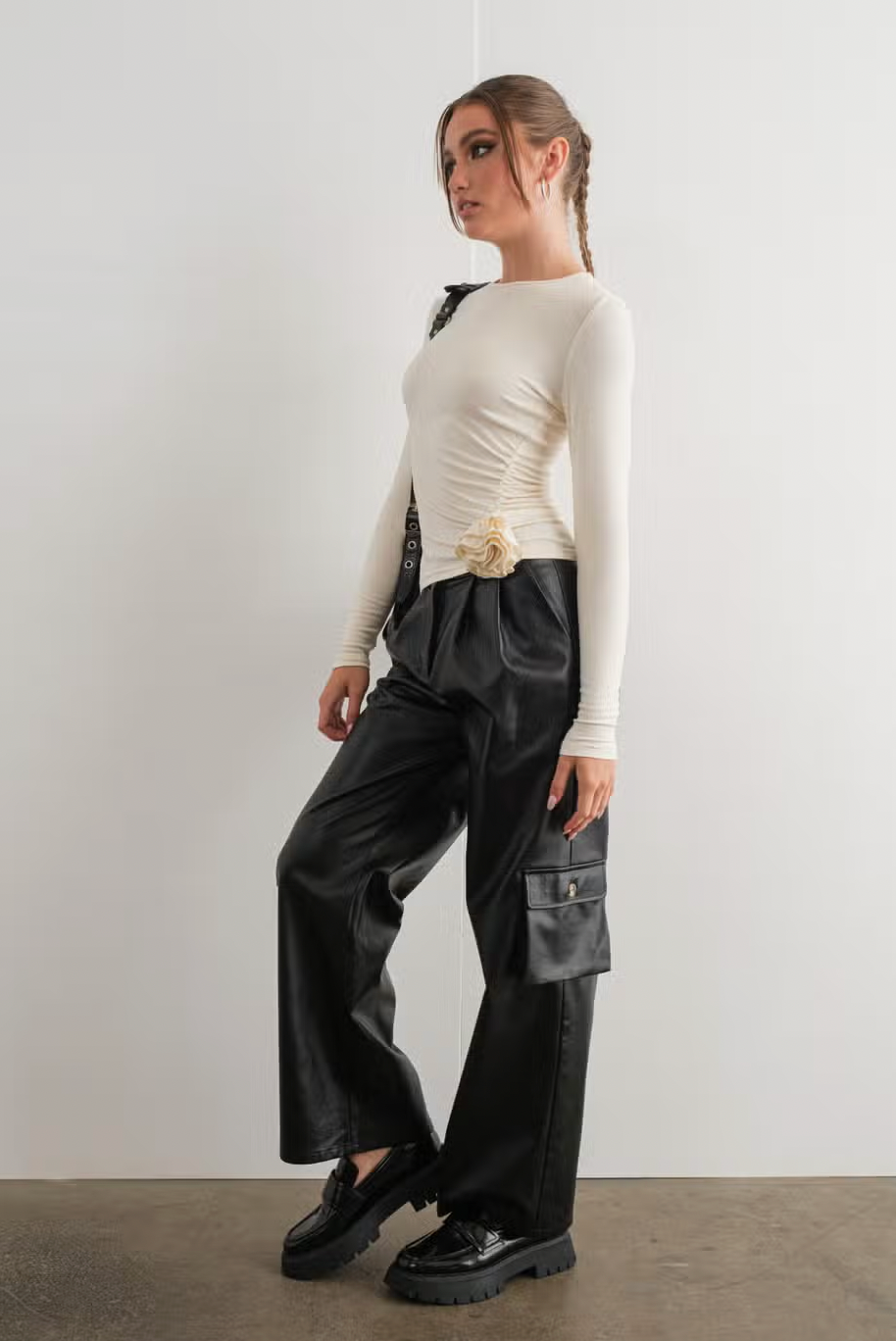 Rosette Long Sleeve Top - ONFEMME By Lindsey's Kloset