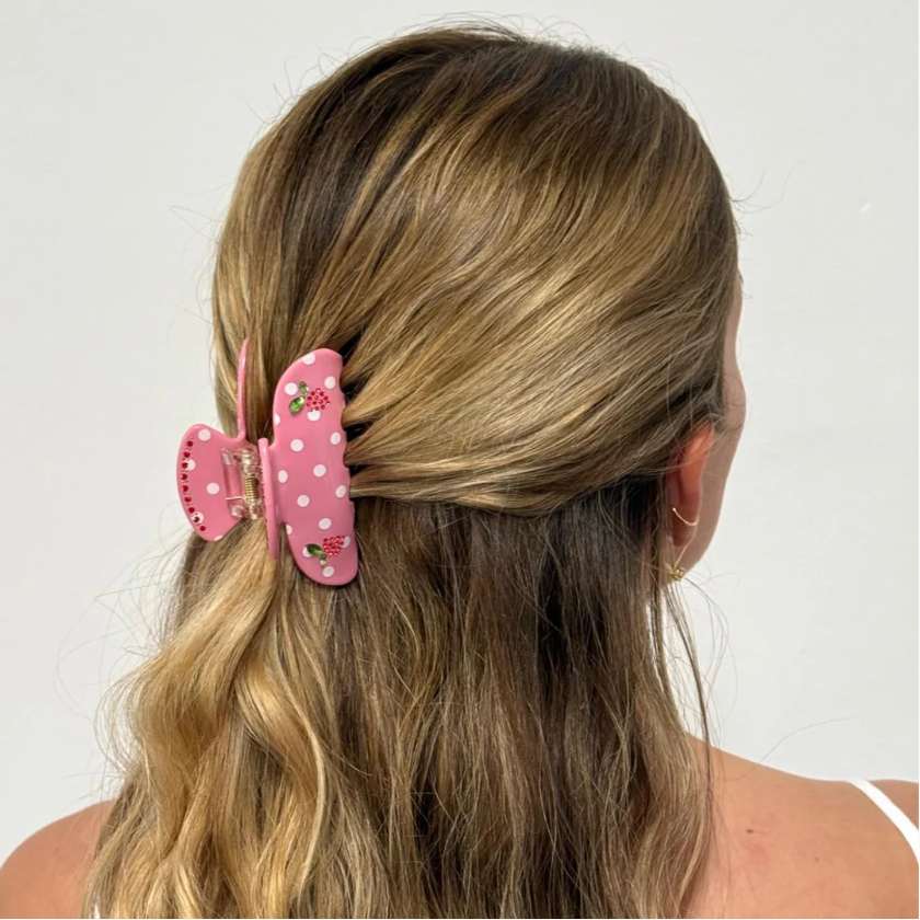 Sweetheart Clip in Lychee Berry Dot - ONFEMME By Lindsey's Kloset