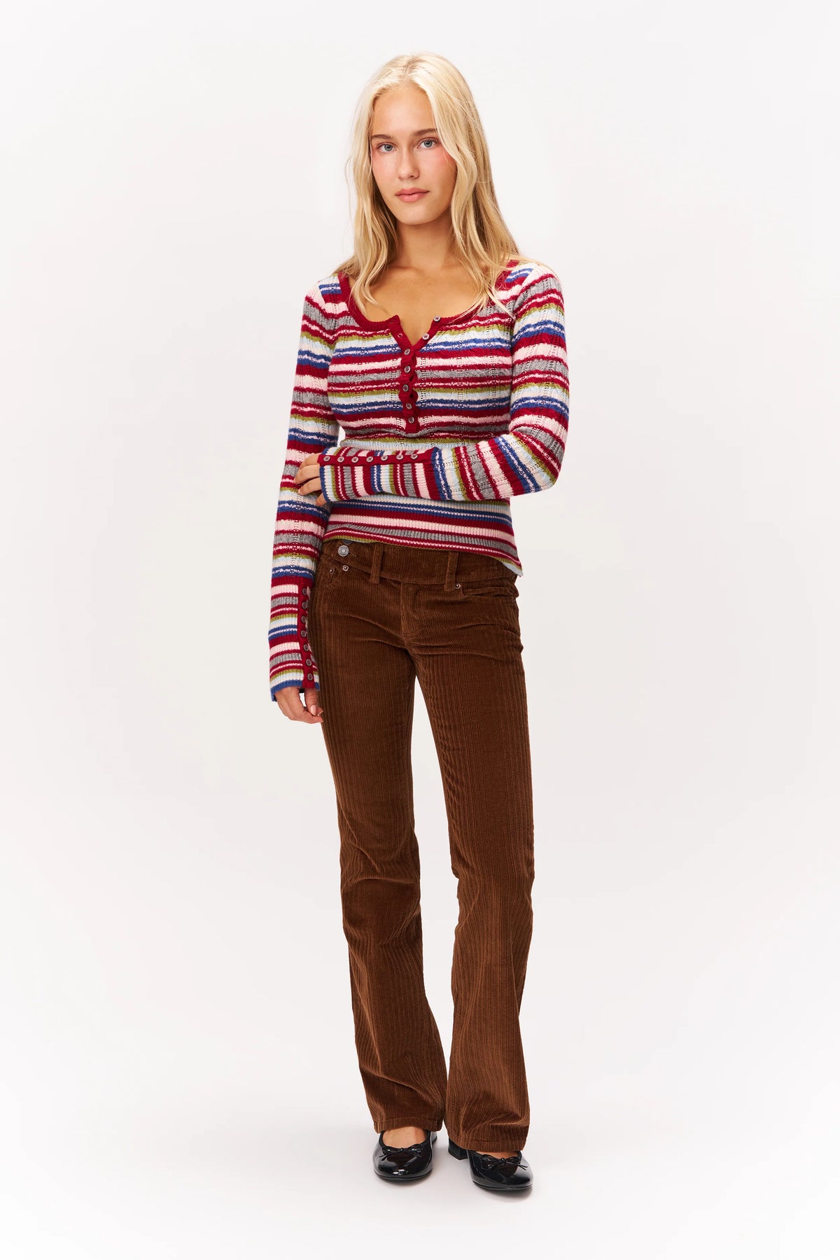 Malia Low Rise Belted Flare Corduroy Pant
