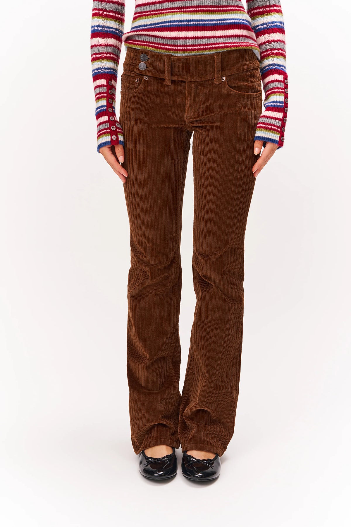 Malia Low Rise Belted Flare Corduroy Pant