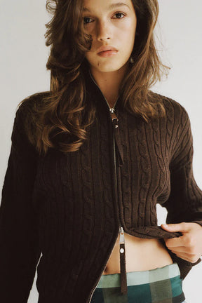 Bea Cable Knit Zip Up Sweater - ONFEMME By Lindsey's Kloset
