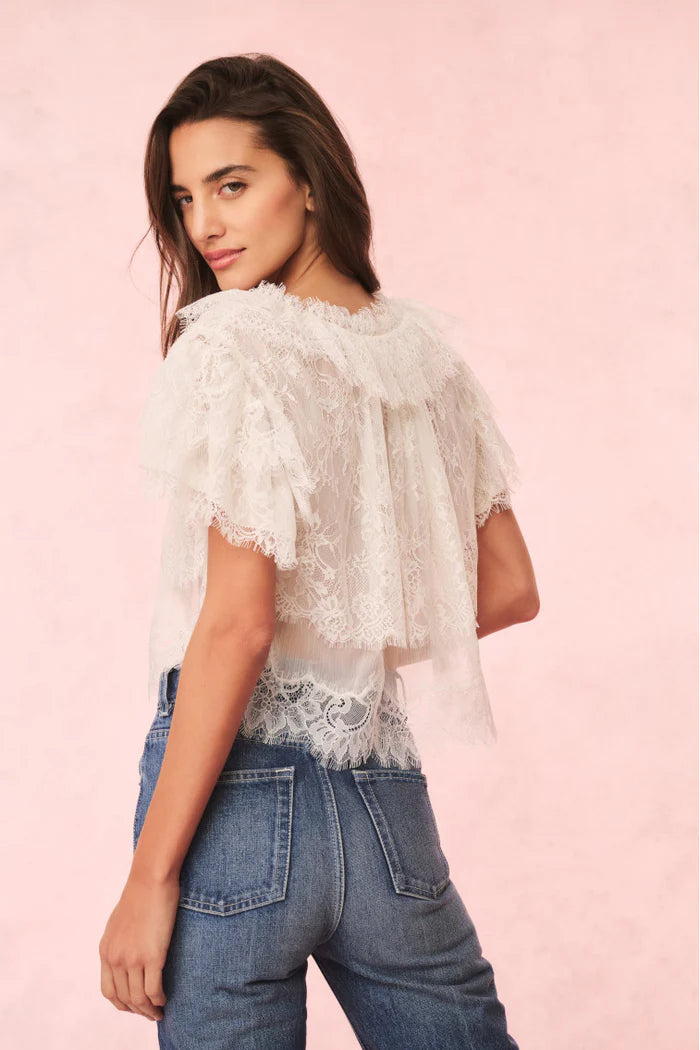 Vienne Lace Ruffle Top - ONFEMME By Lindsey's Kloset
