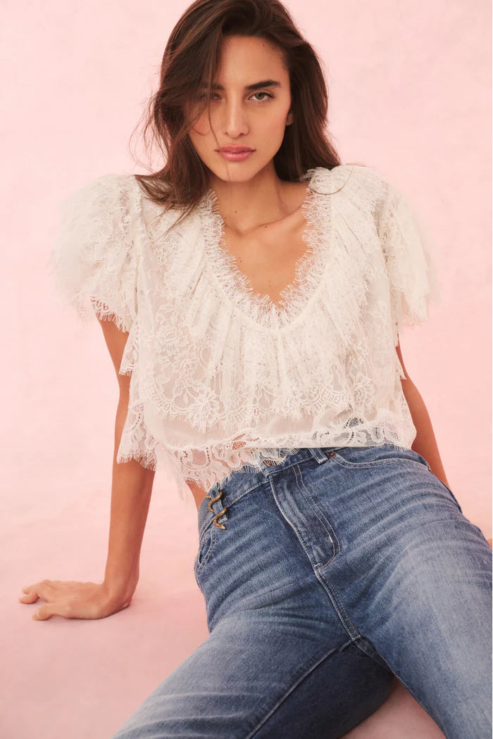 Vienne Lace Ruffle Top - ONFEMME By Lindsey's Kloset