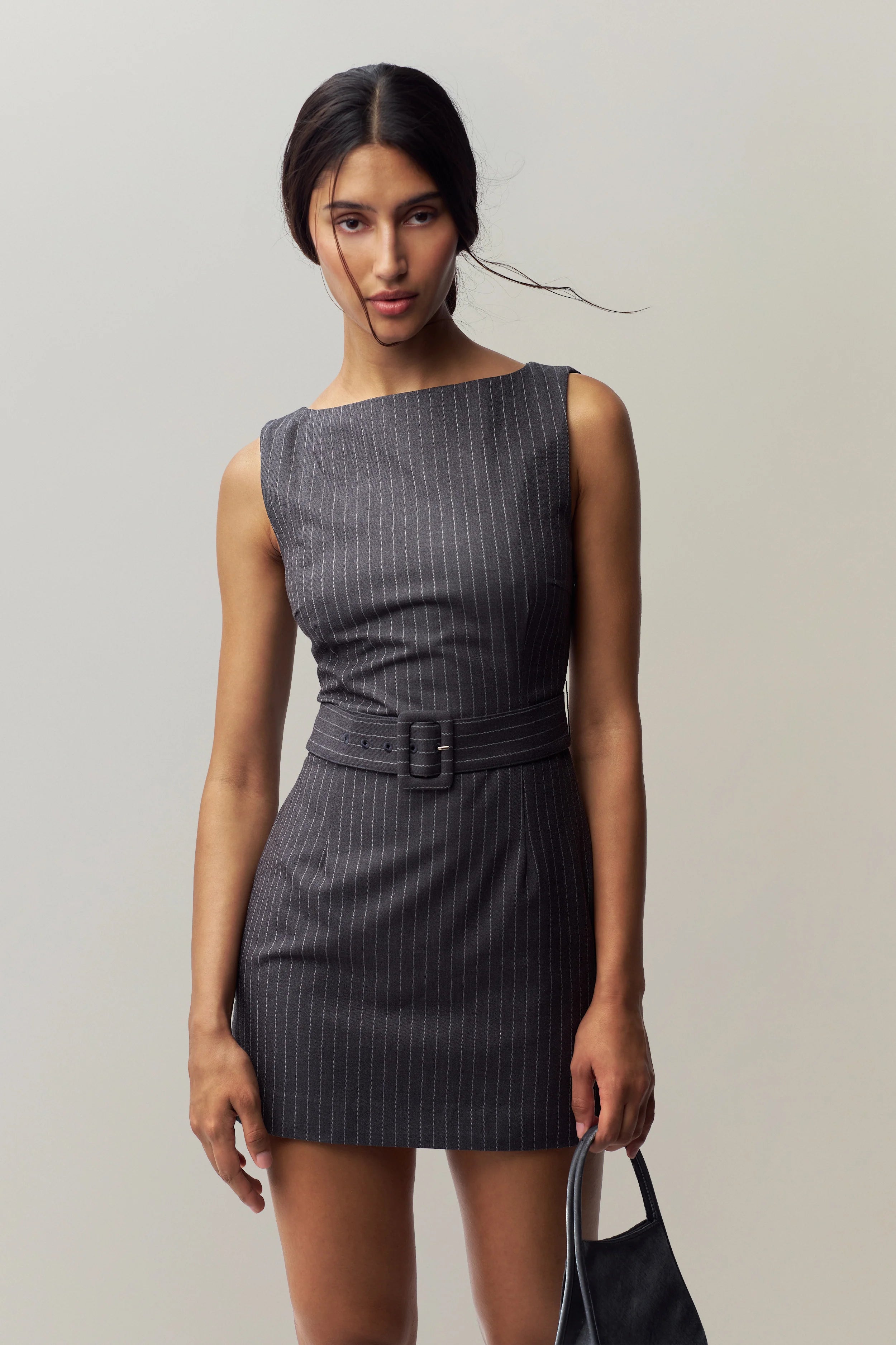 Guizio Via Pinstripe Dress Pinstripe Charcoal / S Guizio Via Pinstripe Dress Pinstripe Charcoal / S