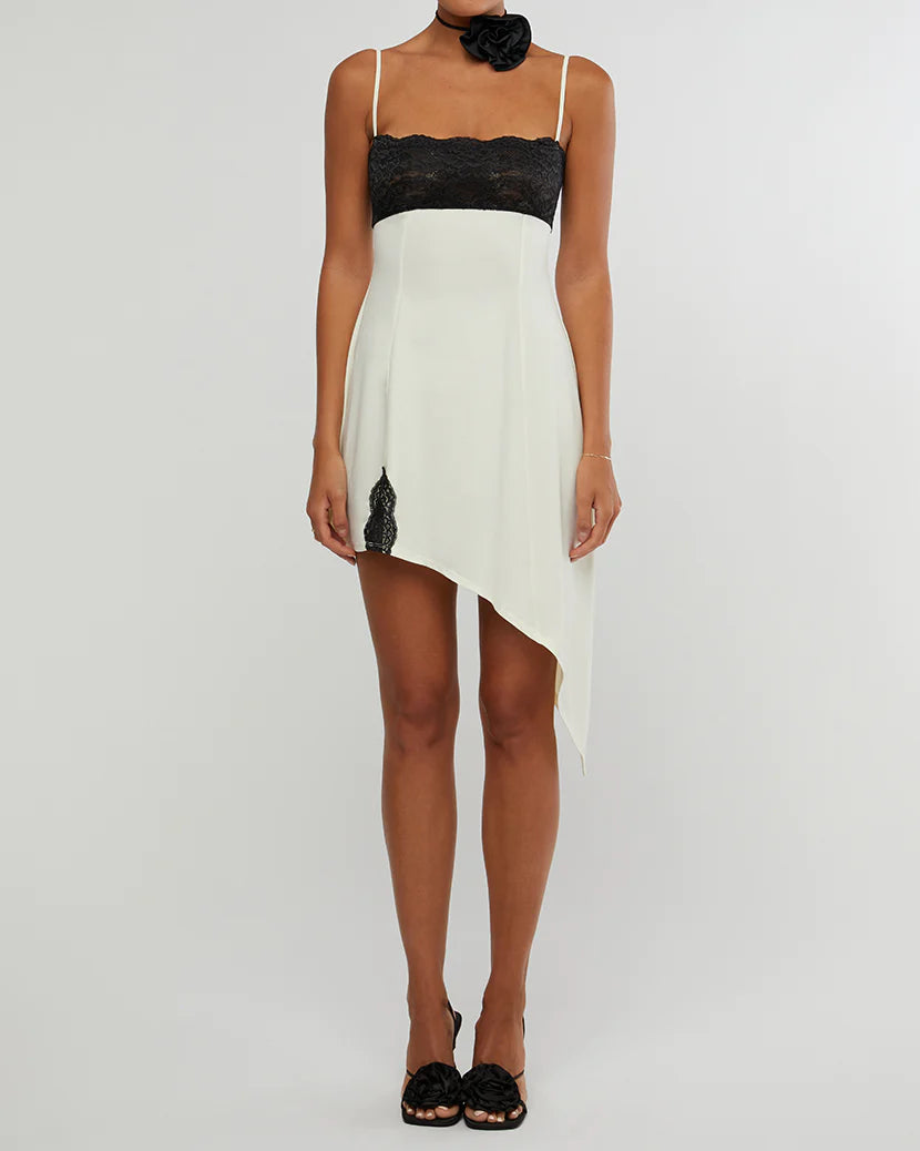 Lace Asymmetrical Slip Dress - ONFEMME By Lindsey's Kloset