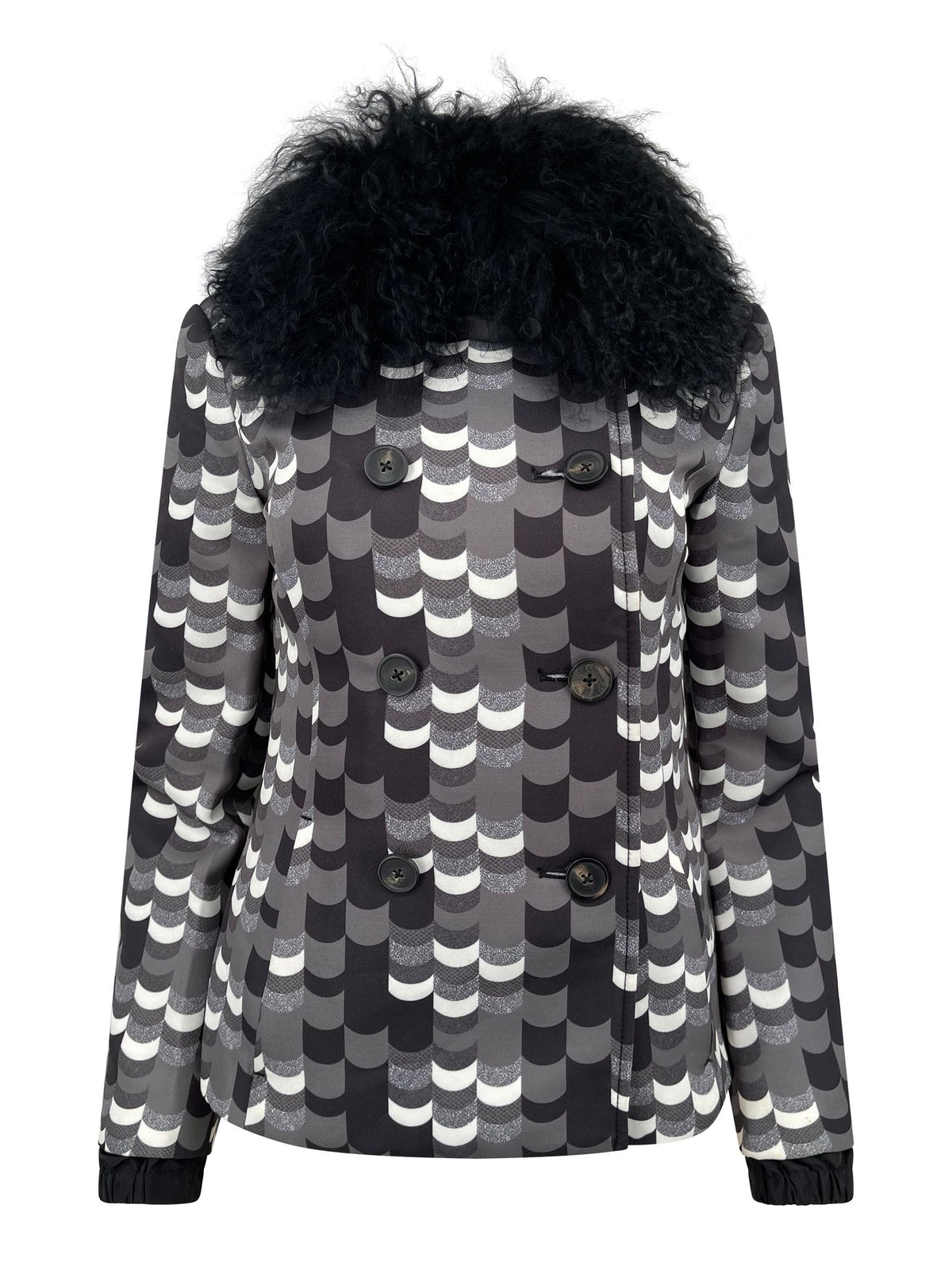 Prada F/W 2014 Short Grey & Black Afghan Coat - ONFEMME By Lindsey's Kloset