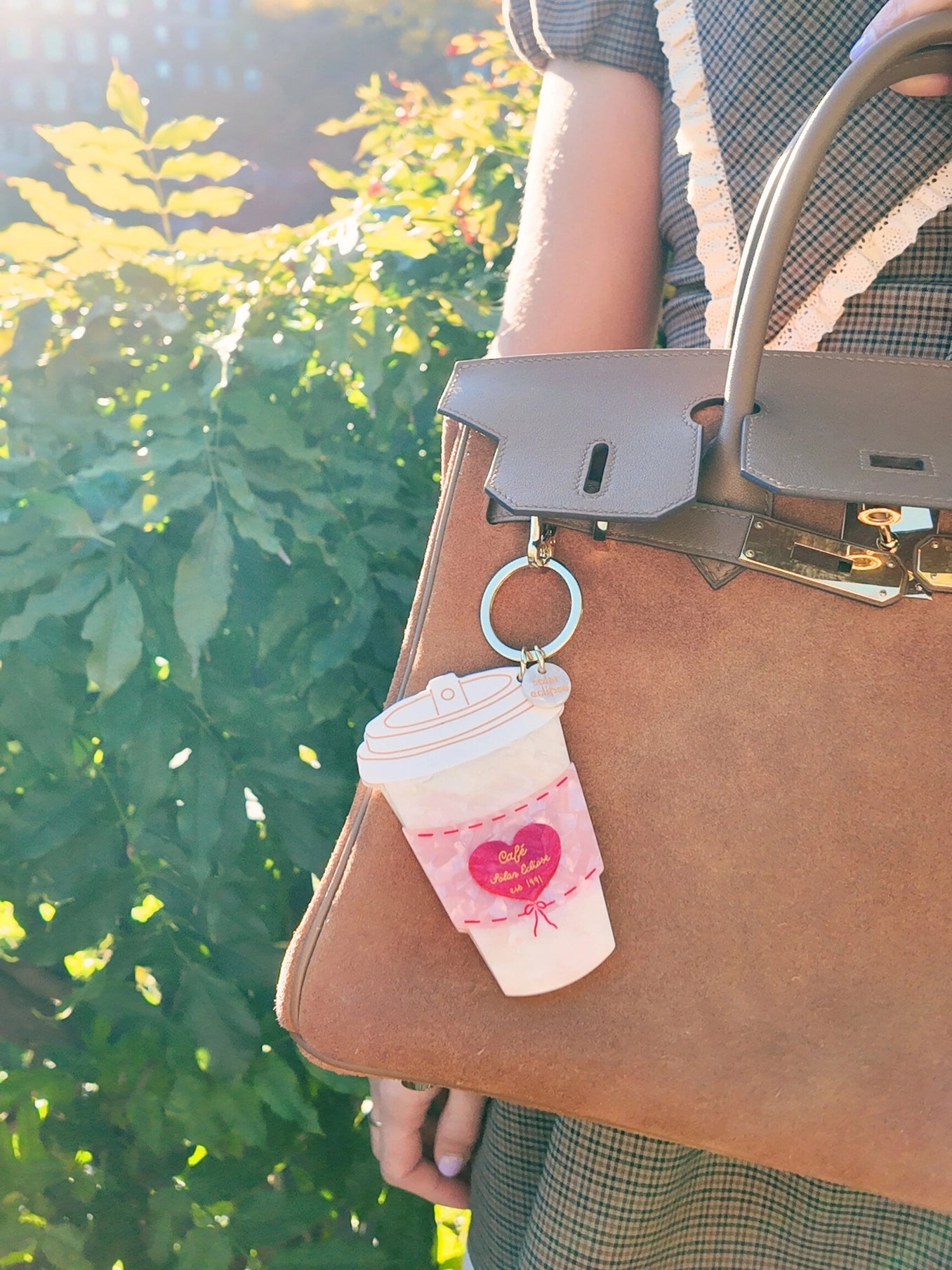 Hand-Painted Cafe Coffee Cup Bag  Charm + Keychain - ONFEMME By Lindsey's Kloset