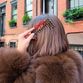 Leopard Bow Detangling Wide Tooth Hair Comb