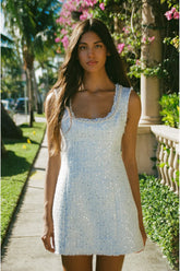 Adelaine Sequin Tweed Mini Dress