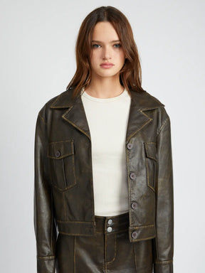 Classic Faded Faux Leather Jacket - ONFEMME By Lindsey's Kloset