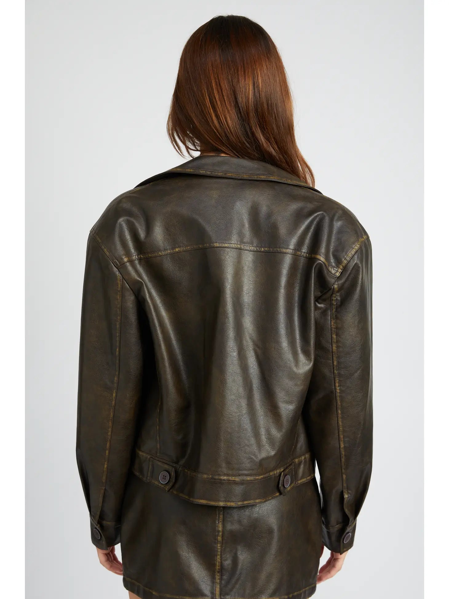 Classic Faded Faux Leather Jacket - ONFEMME By Lindsey's Kloset