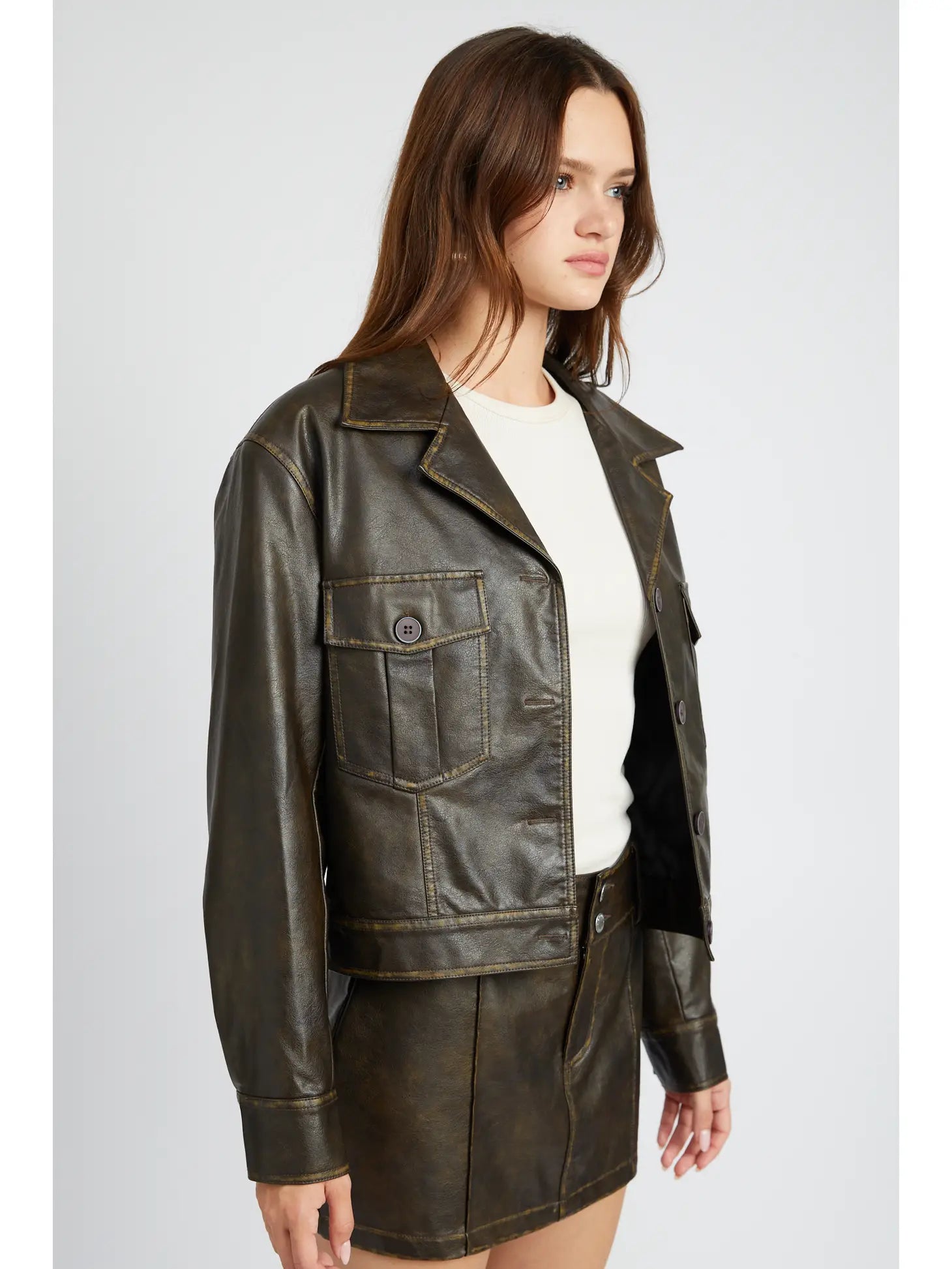 Classic Faded Faux Leather Jacket - ONFEMME By Lindsey's Kloset