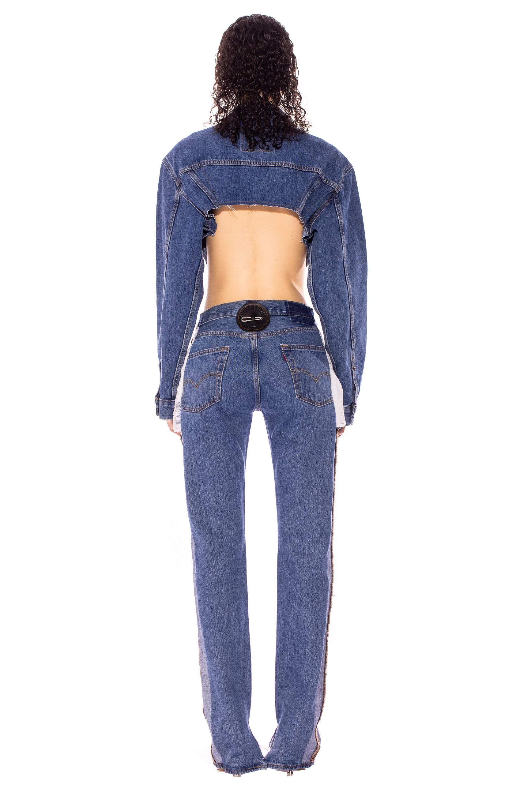 Deep V Jacket in Vintage Blue Denim - ONFEMME By Lindsey's Kloset