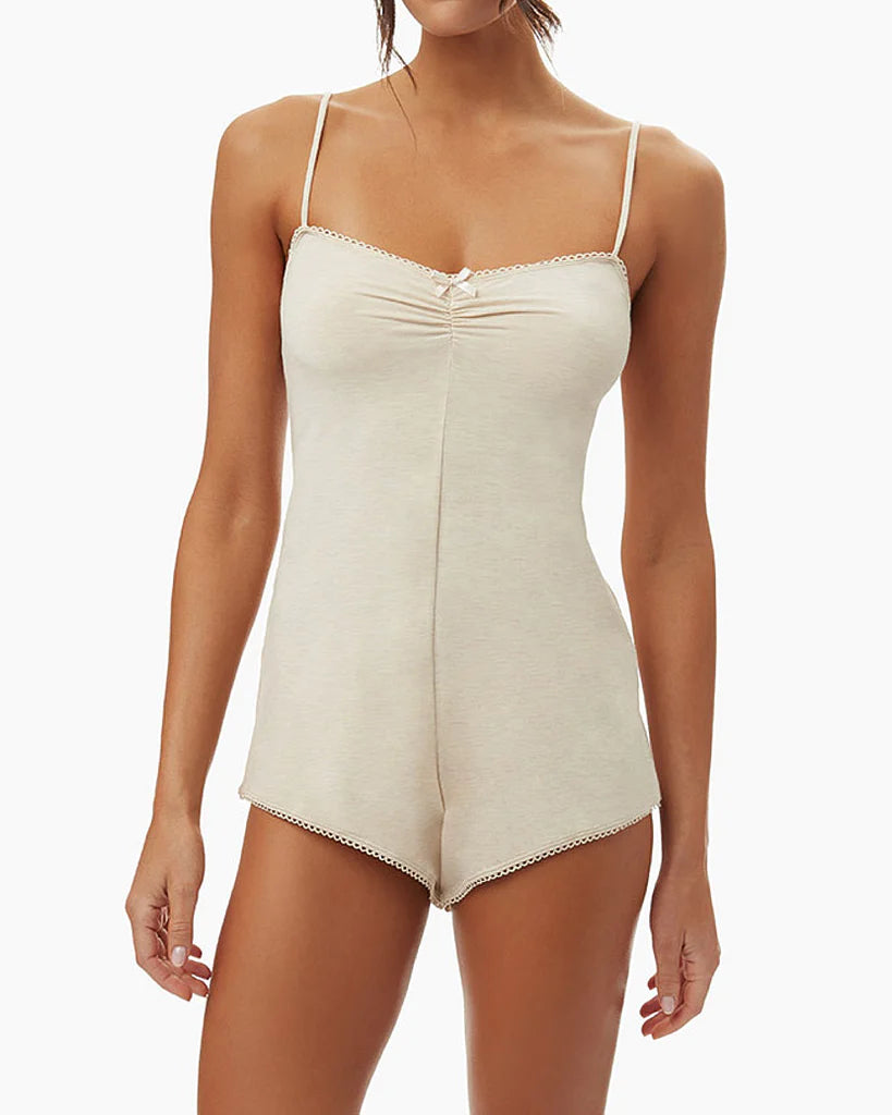 Knit Slip Jersey Romper - Oat Heather - ONFEMME By Lindsey's Kloset