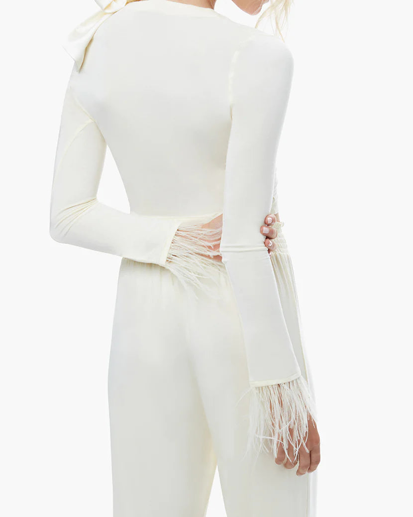 Feather Modal Jersey Cardigan - Ecru - ONFEMME By Lindsey's Kloset